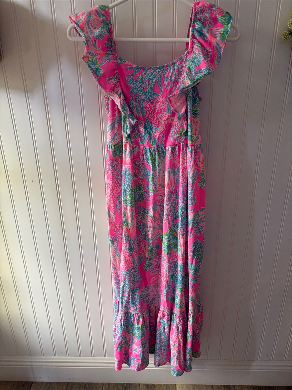 Lilly Pulitzer Girls Vienna Seaing Things Sleeveless Ruffle Maxi Dress